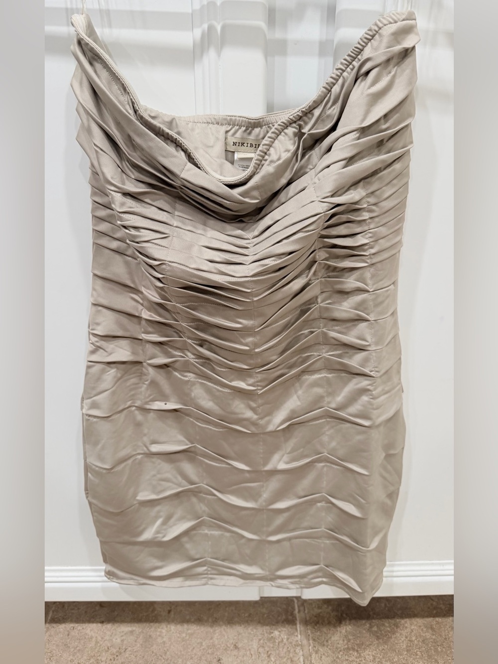 Nikibiki Taupe Strapless Ruched Strapless Dress